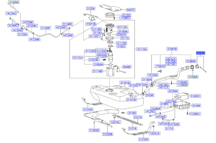 درب باک داخلی هیوندای آوانته Hyundai/KIA Genuine Parts – MOBIS   3101024000