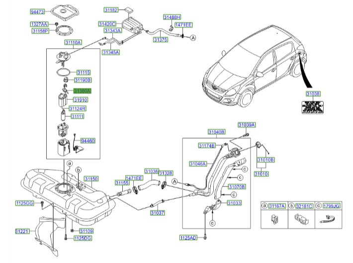 فشار شکن پمپ بنزین Hyundai/KIA Genuine Parts – MOBIS   i20  313800X000