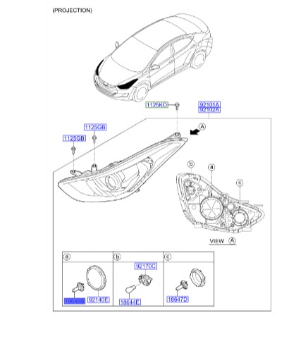 لامپ هیوندای النترا   Hyundai/KIA Genuine Parts – MOBIS    1864765009S