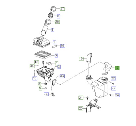 داکت هوا سراتو LD | لوله هواکش | کانال هواکش به مخزن هوا | Hyundai/KIA Genuine Parts – MOBIS | 282112F000