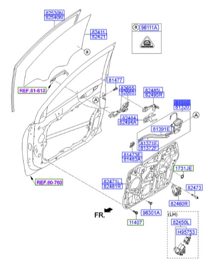 قفل و پمپ درب جلو چپ سوناتا  Hyundai/KIA Genuine Parts – MOBIS  813103S010 