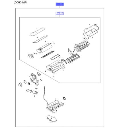 واشر کامل موتور هیوندای سنتینیال  Hyundai/KIA Genuine Parts – MOBIS  209103FB10