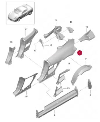 گلگیر عقب سمت راست پورشه باکستر اورجینال