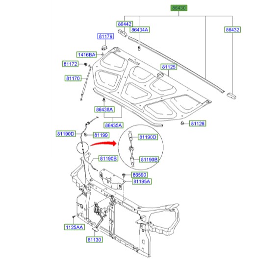 نوار درب موتور هیوندای توسان  Hyundai/KIA Genuine Parts – MOBIS  864302E000
