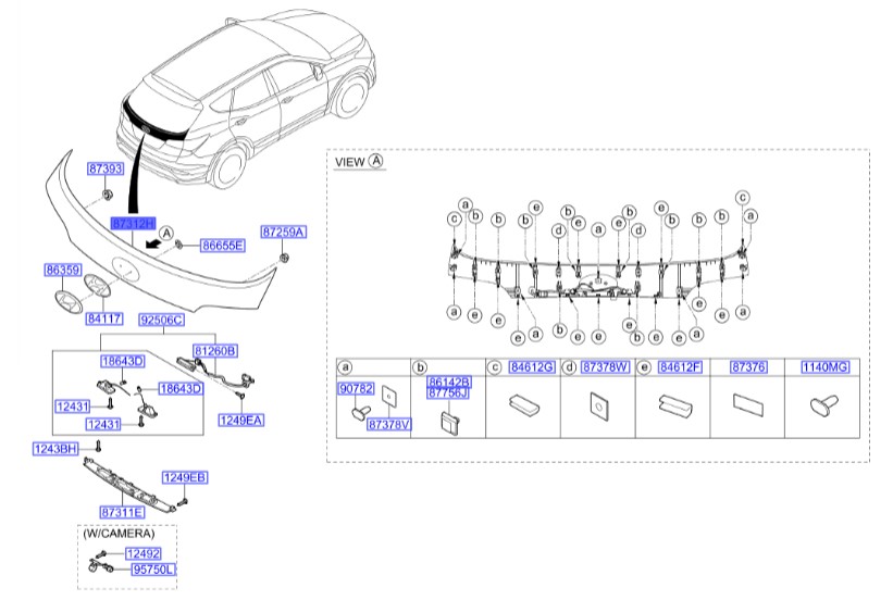 قاب بالای نمره عقب Hyundai/KIA Genuine Parts – MOBIS   ix45  873712W000NCW