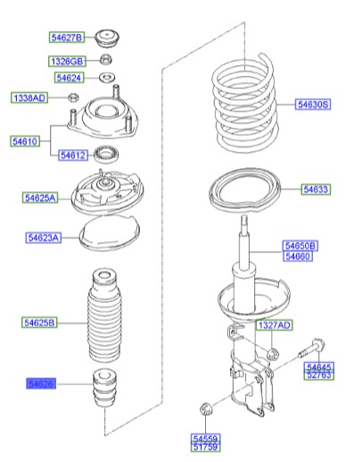 ضربه گیر کمک Hyundai/KIA Genuine Parts – MOBIS  I20  546261C000 