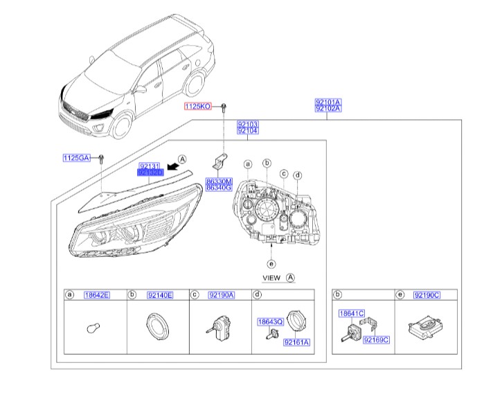براکت کامل نگهدارنده چراغ جلو سمت راست کیا سورنتو 92141c5000 Hyundai/KIA Genuine Parts – MOBIS