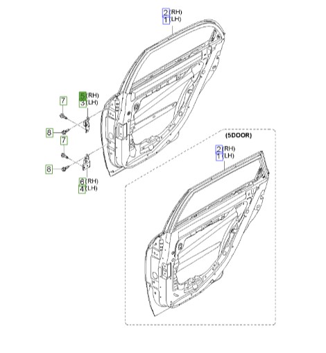 لولای درب عقب سراتو 2008 | Hyundai/KIA Genuine Parts | سراتو LD مدل 2007 تا 2009 794202F000