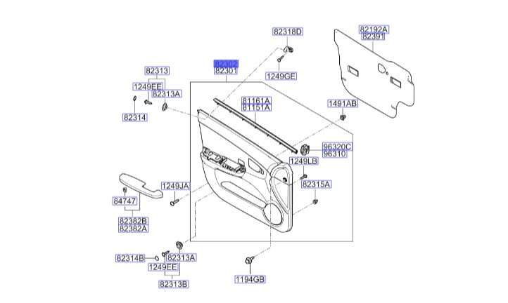 تودری جلو راست سراتو 2008 | Hyundai/KIA Genuine Parts | سراتو LD مدل 2007 تا 2009  823042F610R1