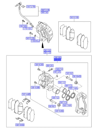 سیلندر ترمز جلو راست هیوندای Hyundai/KIA Genuine Parts – MOBIS  IX55  581903JA01