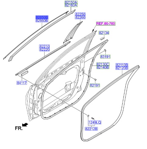 زه درب جلو چپ هیوندای آزرا Hyundai/KIA Genuine Parts – MOBIS  828503V010
