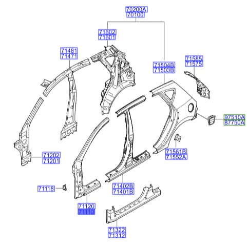 ستون جلو چپ بیرونی هیوندای Hyundai/KIA Genuine Parts – MOBIS  I30  711102LA00