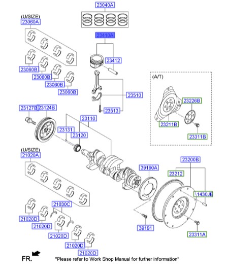 پیستون اصلی هیوندای اکسنت Hyundai/KIA Genuine Parts – MOBIS   230412B021