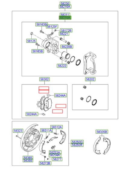 سیلندر ترمز عقب چپ کادنزا  Hyundai/KIA Genuine Parts – MOBIS   583103RA70