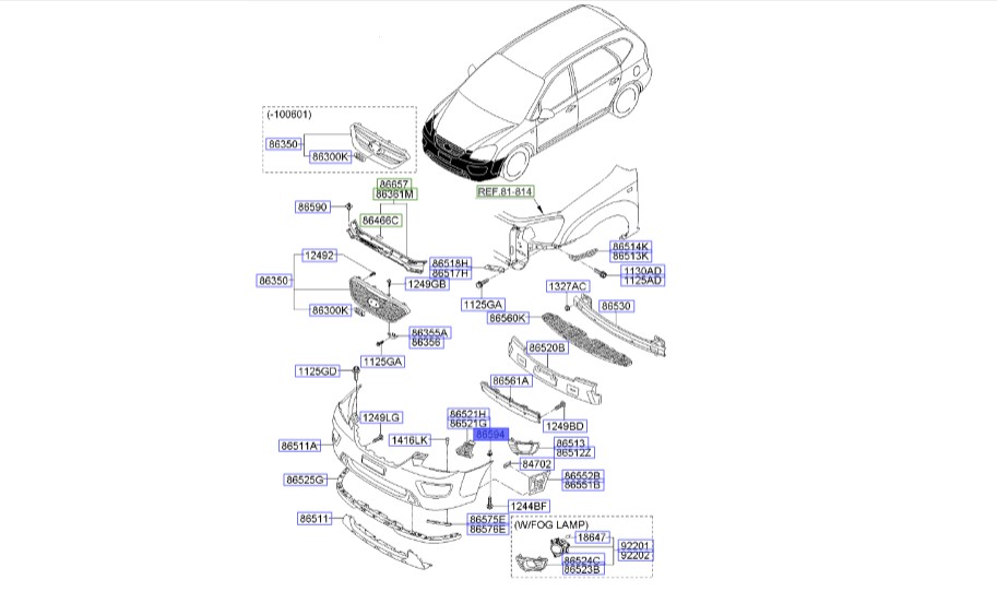 مادگی خار سپر اسپورتیج 2012 | Hyundai/KIA Genuine Parts – MOBIS | اسپورتیج SL مدل 2010 تا 2016
