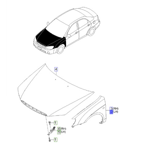 گلگیر جلو چپ سراتو ۲۰۰۸ | Hyundai/KIA Genuine Parts | سراتو LD مدل ۲۰۰۷ تا ۲۰۰۹  663112F010