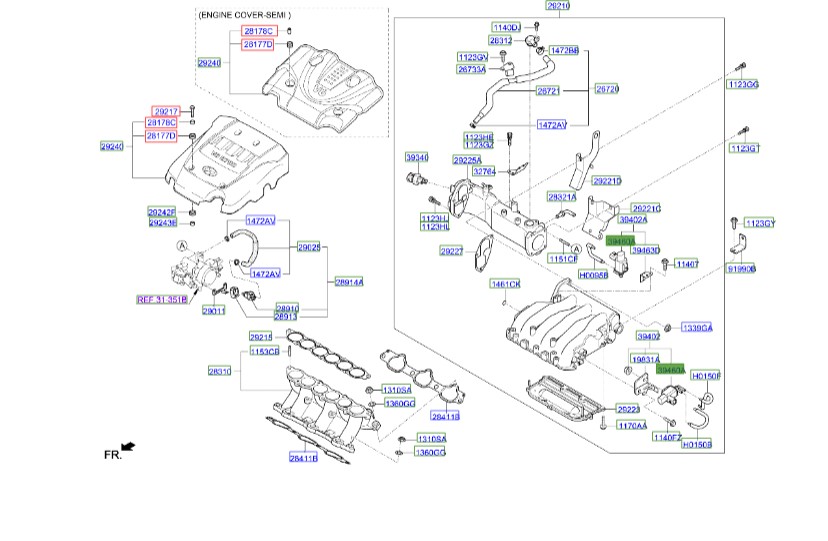 وکیوم منیفولد هوا اسپورتیج  Hyundai/KIA Genuine Parts – MOBIS  3946037000