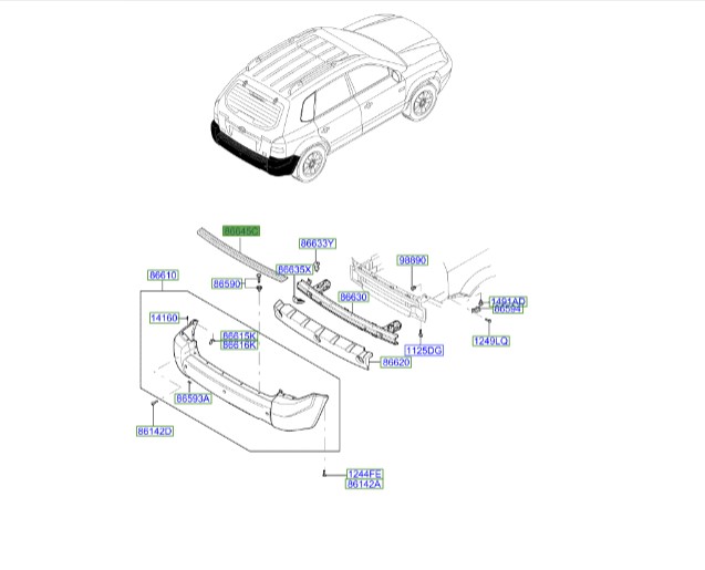 فلاپ روی سپر عقب، فلاپ سپر عقب | 866452E000 | Hyundai Genuine Parts | Hyundai Tucson 2004 2009