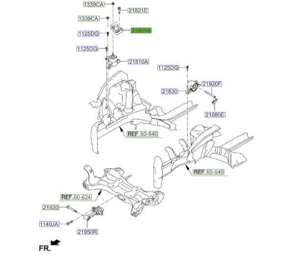 پایه دسته موتور راست سراتو 2014 | نگهدارنده دسته موتور راست | براکت دسته موتور راست | Hyundai/KIA Genuine Parts – MOBIS | سراتو YD | 21825A7100