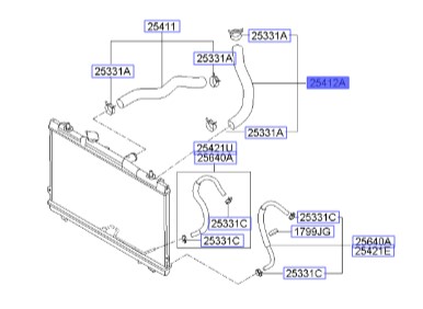 شیلنگ پایین رادیاتور سراتو ۲۰۰۷ | Hyundai/KIA Genuine Parts | سراتو مدل ۲۰۰۷ تا ۲۰۰۹  254122F110