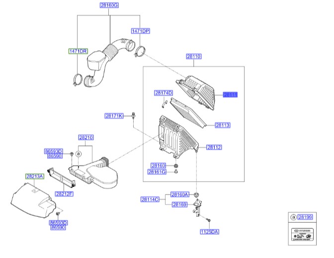درب هواکش هیوندای سانتافه  Hyundai/KIA Genuine Parts – MOBIS  281112W200