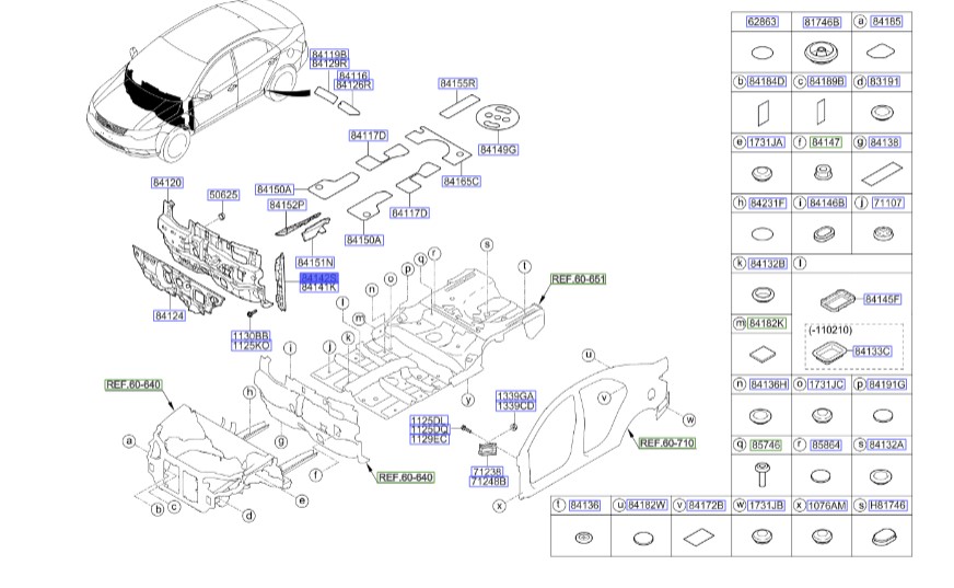 عایق بین گلگیر و درب(کاور داخل گلگیر) سراتو| Hyundai/KIA Genuine Parts – MOBIS |841261M001