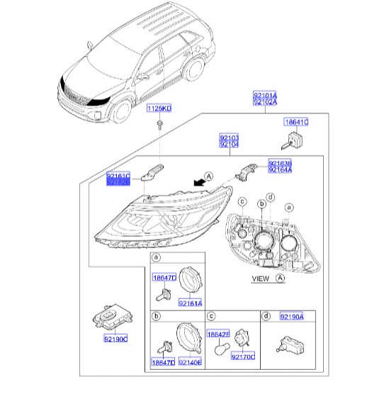 براکت داخلی نگهدارنده چراغ جلو سمت راست کیا سورنتو 921412p500 Hyundai/KIA Genuine Parts – MOBIS