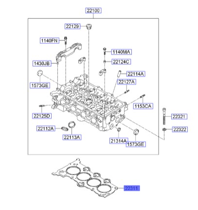 واشر سر سیلندر سراتو TD | واشر سرسیلندر | Hyundai/KIA Genuine Parts – MOBIS | سراتو TD | 223112B003