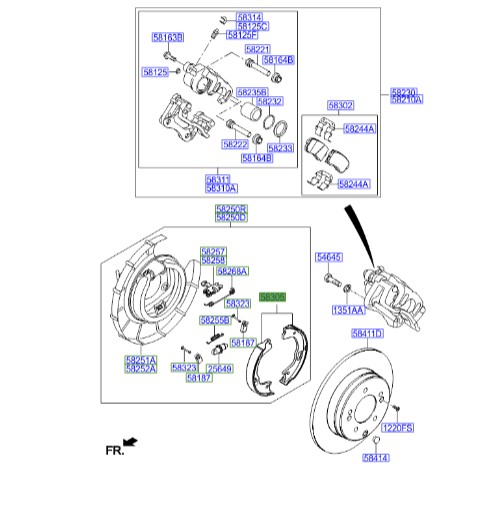 لنت ترمز دستی آزرا  Hyundai/KIA Genuine Parts – MOBIS  583053QA00 