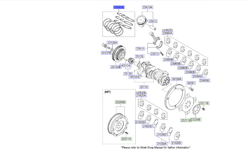 رینگ موتور0/50 | Hyundai/KIA Genuine Parts – MOBIS | اسپورتیج KM مدل 2008 تا 2010