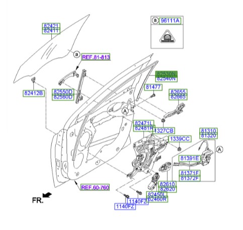 نوار دور شیشه درب جلو چپ Hyundai/KIA Genuine Parts – MOBIS  IX35  825302S000