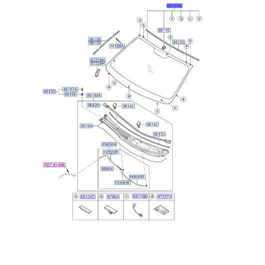 شیشه جلو جنسیس_کوپه  Hyundai/KIA Genuine Parts – MOBIS  861102M510