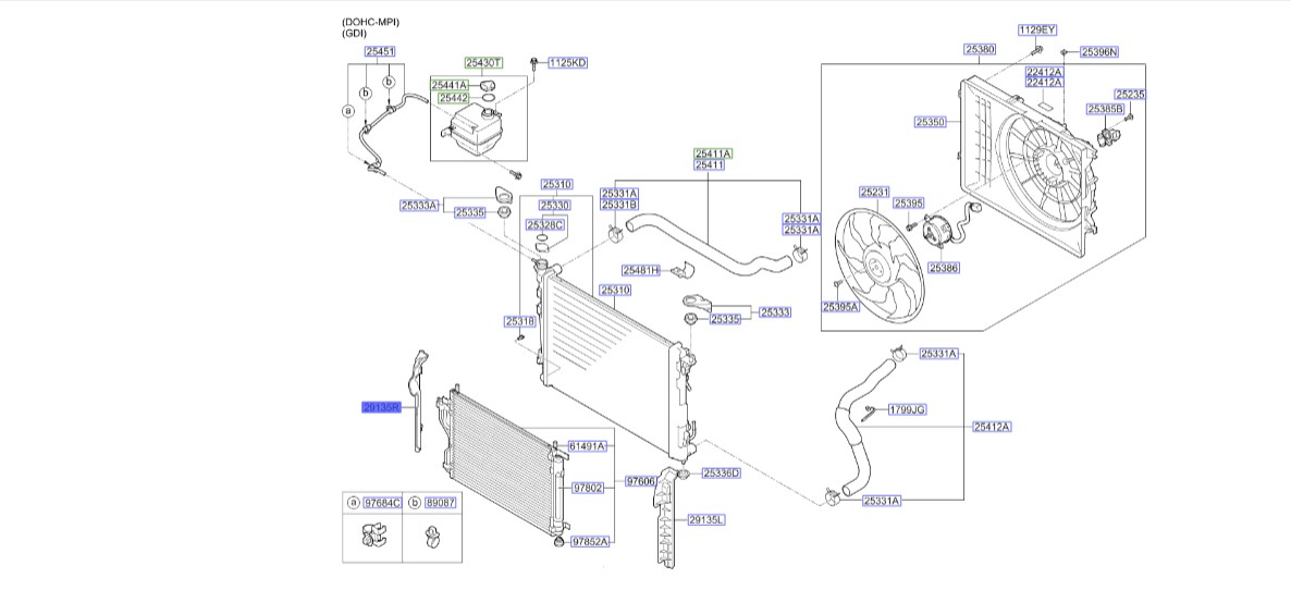 قاب پلاستیکی بغل رادیاتور سمت راست | Hyundai/KIA Genuine Parts – Mobis | اسپورتیج SL مدل 2010 تا 2016