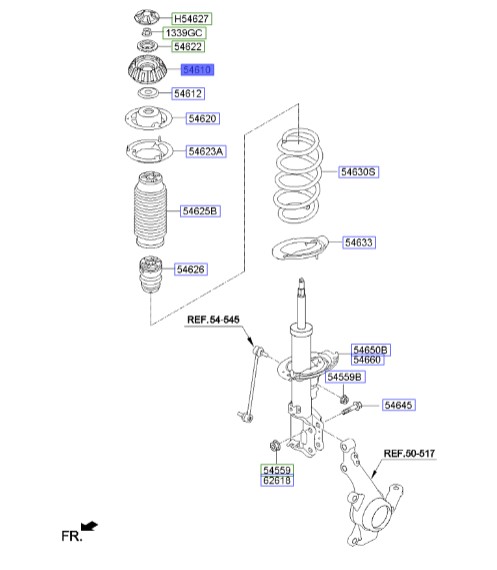 توپی  سر کمک جلو ریو  Hyundai/KIA Genuine Parts – MOBIS  546111W000 