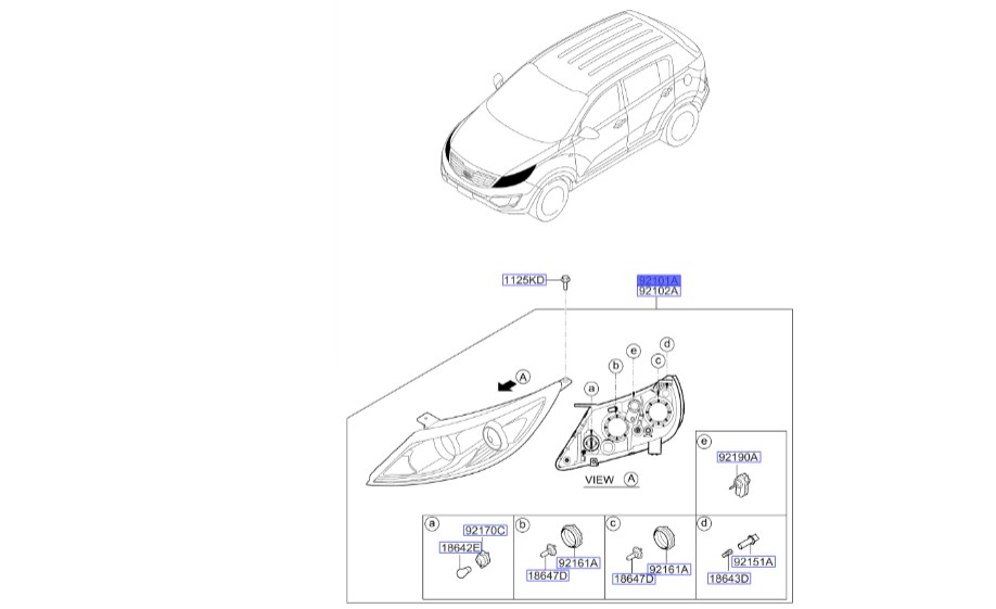 چراغ جلو چپ اسپورتیج 2015 | Hyundai/KIA Genuine Parts | اسپورتیج SL مدل 2010 تا 2016