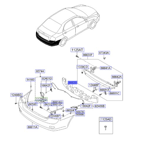 فوم سپر عقب سراتو 2007 | Hyundai/KIA Genuine Parts | سراتو مدل 2007 تا 2009  866202F511