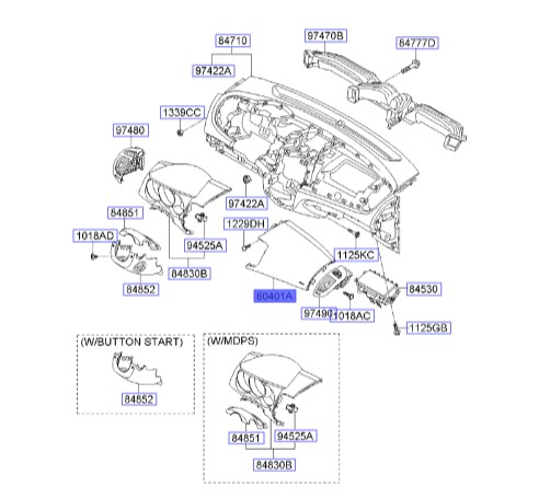 پنل بالایی داشبورد کیا سراتو TD اصلی موبیس 847201M150WK
