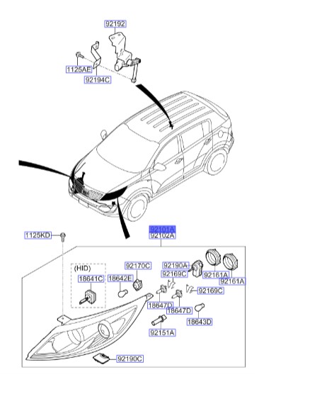 چراغ جلو چپ | Hyundai/KIA Genuine Parts – MOBIS | اسپورتیج SL مدل 2010 تا 2016