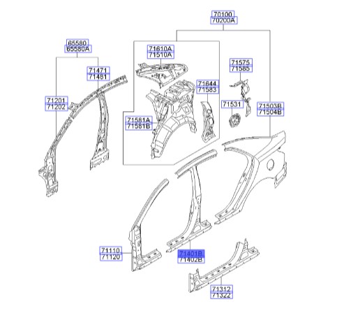 کلاف بیرونی ستون وسط چپ سراتو TD | کلاف ستون B چپ | ورق بیرونی ستون وسط چپ | Hyundai/KIA Genuine Parts – MOBIS|سراتو کوپه 714011MB10