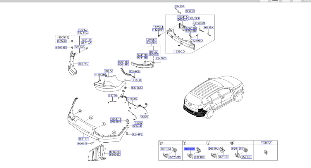 پایه سنسور سپر عقب چپ اسپورتیج | Hyundai/KIA Genuine Parts – MOBIS | اسپورتیج SL مدل 2010 تا 2016