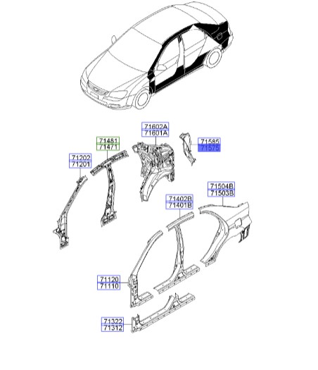جا چراغی گلگیر عقب چپ سراتو 2007 | Hyundai/KIA Genuine Parts | سراتو LD مدل 2007 تا 2009  715752F500
