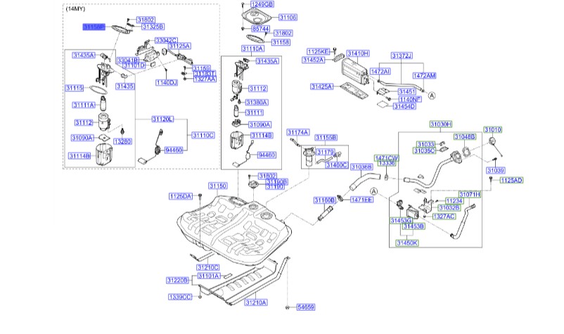 درب درجه بنزین داخل باک آزرا  Hyundai/KIA Genuine Parts – MOBIS  311583R600