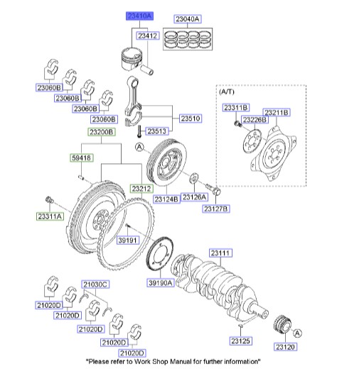 پیستون و گژن پین استاندارد  | Hyundai/KIA Genuine Parts | سراتو TD  سایپایی و وارداتی, سراتو کوپه    234102G000TD , توسان ix35 LM 