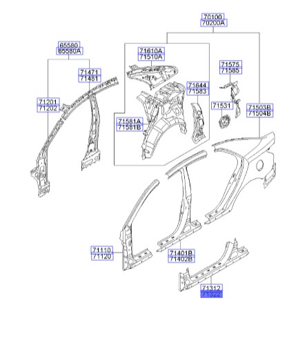 رکاب راست | Hyundai/KIA Genuine Parts – Mobis | سراتو مدل 2010 سایپایی و وارداتی   713221MD10 