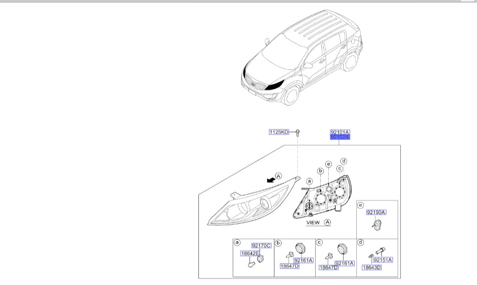 چراغ جلو راست کیا اسپورتیج 2014 | Hyundai/KIA Genuine Parts | اسپورتیج SL مدل 2010 تا 2016