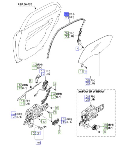 ماهوتی شیشه در عقب سراتو 2008 | نوار دور شیشه درب عقب | نوار آب‌بندی شیشه درب عقب | Hyundai/KIA Genuine Parts – MOBIS | سراتو LD 835402F000