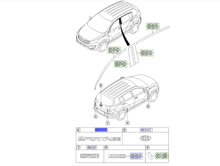 آرم نوشته  اسپورتیج SL مدل 2012 | Hyundai/KIA Genuine Parts – MOBIS | اسپورتیج SL مدل 2010 تا 2016