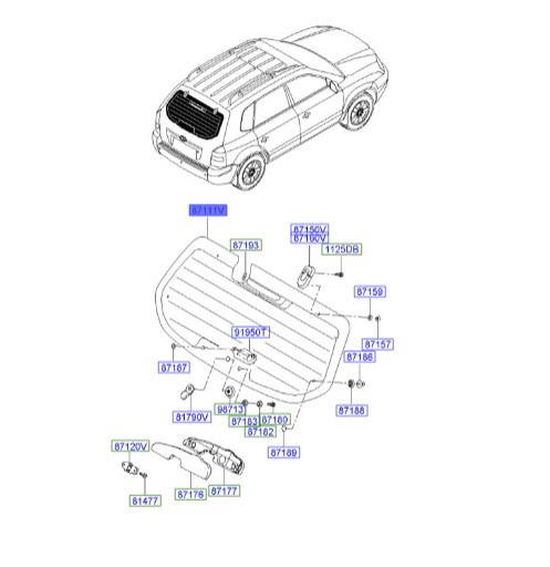 شیشه عقب توسان Hyundai/KIA Genuine Parts – MOBIS  871112E021