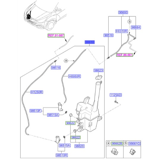 منبع شیشه شور کامل Hyundai/KIA Genuine Parts – MOBIS  IX35  986102Z000 