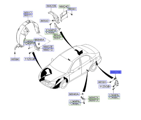 شل گیر عقب چپ کیا سراتو 2007 | Hyundai/KIA Genuine Parts – MOBIS | سراتو مدل 2007 تا 2009 -868212F500